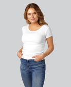 Bamboe T-shirt met ronde hals in wit voor dames