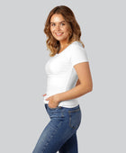 Bamboe T-shirt met ronde hals in wit voor dames