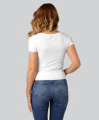 Bamboe T-shirt met ronde hals in wit voor dames