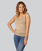 Damestop van bamboe in beige met brede bandjes