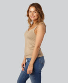 Damestop van bamboe in beige met brede bandjes