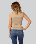 Damestop van bamboe in beige met brede bandjes