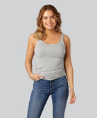 Damestop van bamboe in grijs met brede bandjes