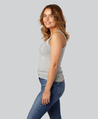 Damestop van bamboe in grijs met brede bandjes