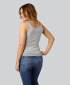 Damestop van bamboe in grijs met brede bandjes