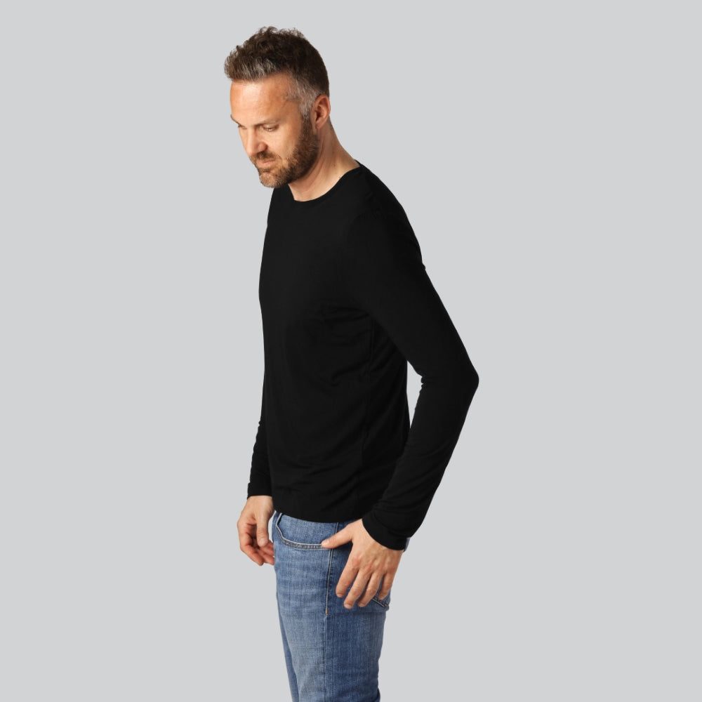 Bamboe T-shirt met lange mouwen in zwart voor heren