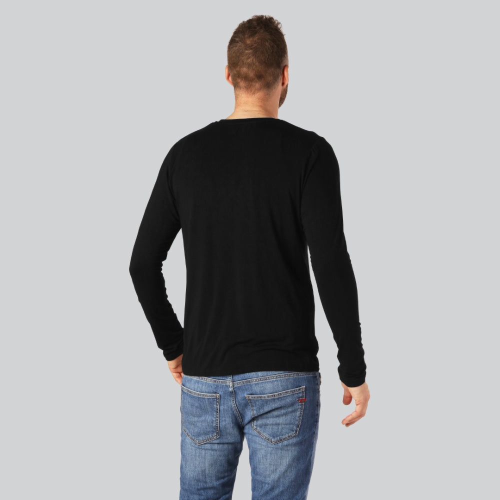 Bamboe T-shirt met lange mouwen in zwart voor heren