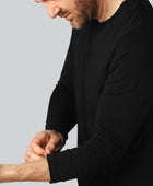 Bamboe T-shirt met lange mouwen in zwart voor heren