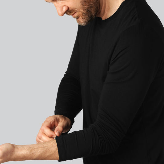 Bamboe T-shirt met lange mouwen in zwart voor heren