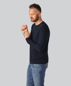 Bamboe T-shirt met lange mouwen in marineblauw voor heren