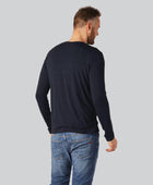 Bamboe T-shirt met lange mouwen in marineblauw voor heren