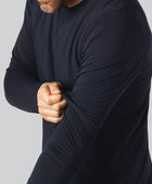 Bamboe T-shirt met lange mouwen in marineblauw voor heren