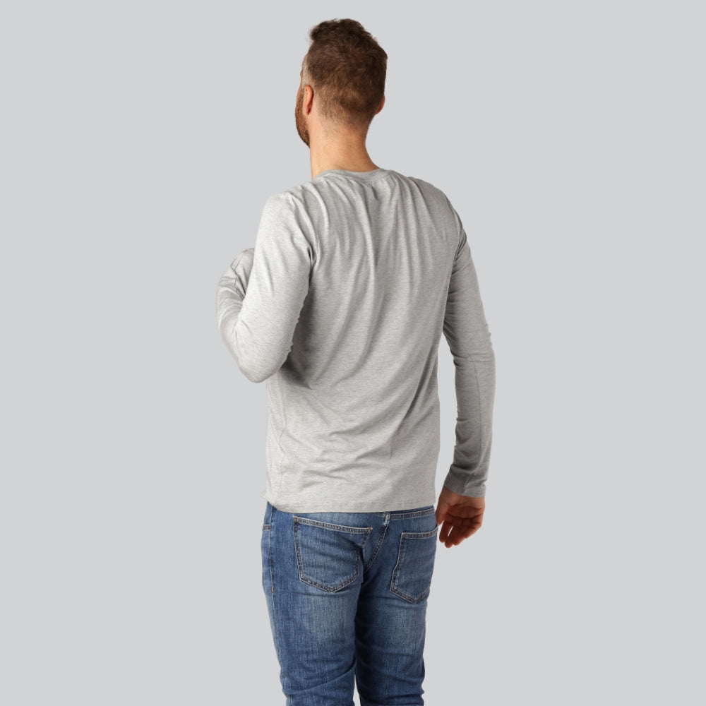 T-shirt met lange mouwen van bamboe in lichtgrijs voor heren