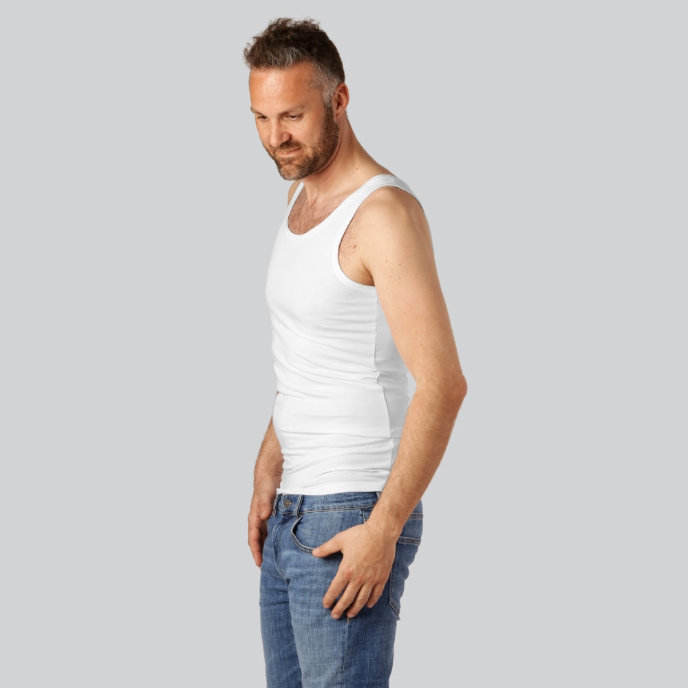 Slim fit bamboe onderhemd in wit voor heren