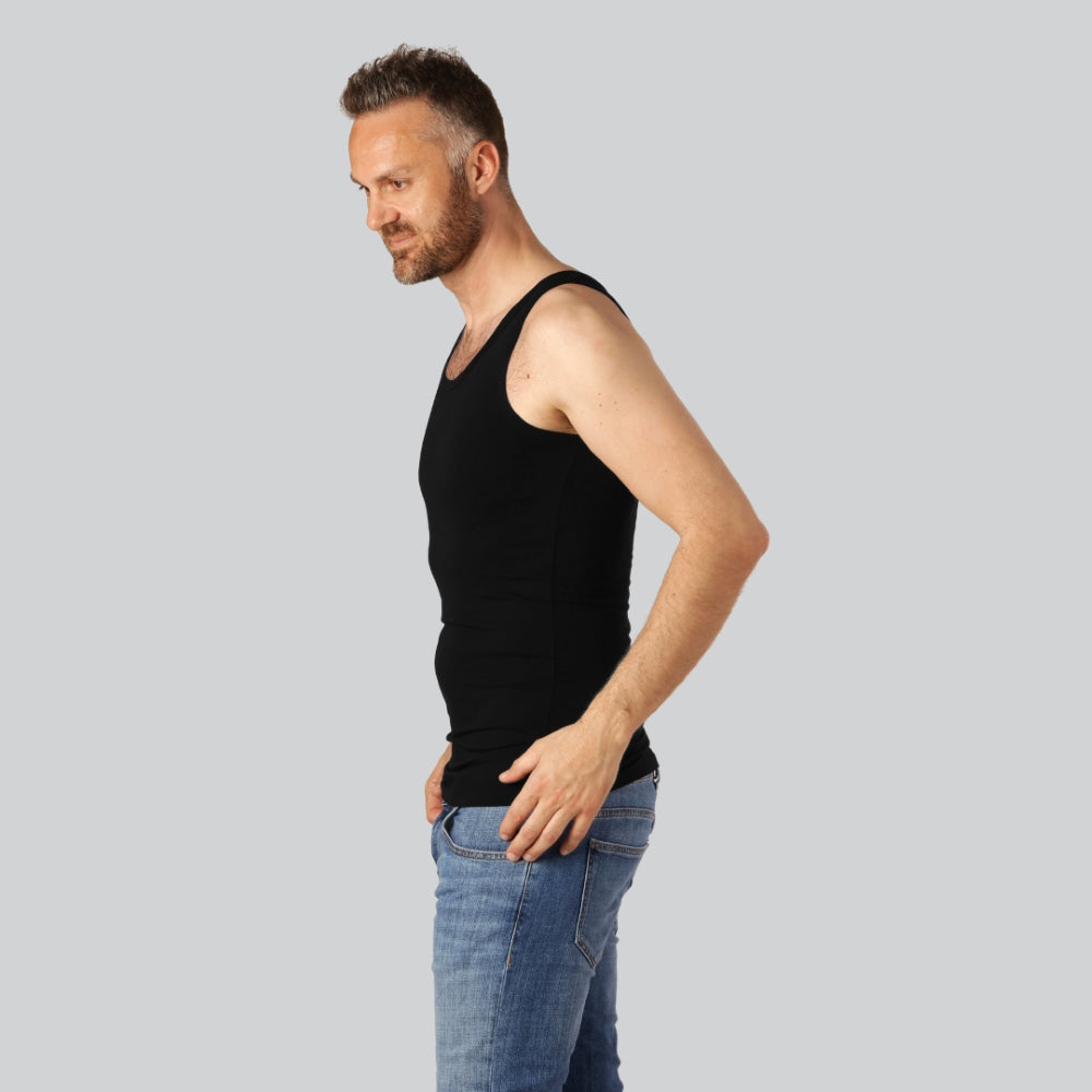 Nauwsluitend bamboe onderhemd in zwart voor heren