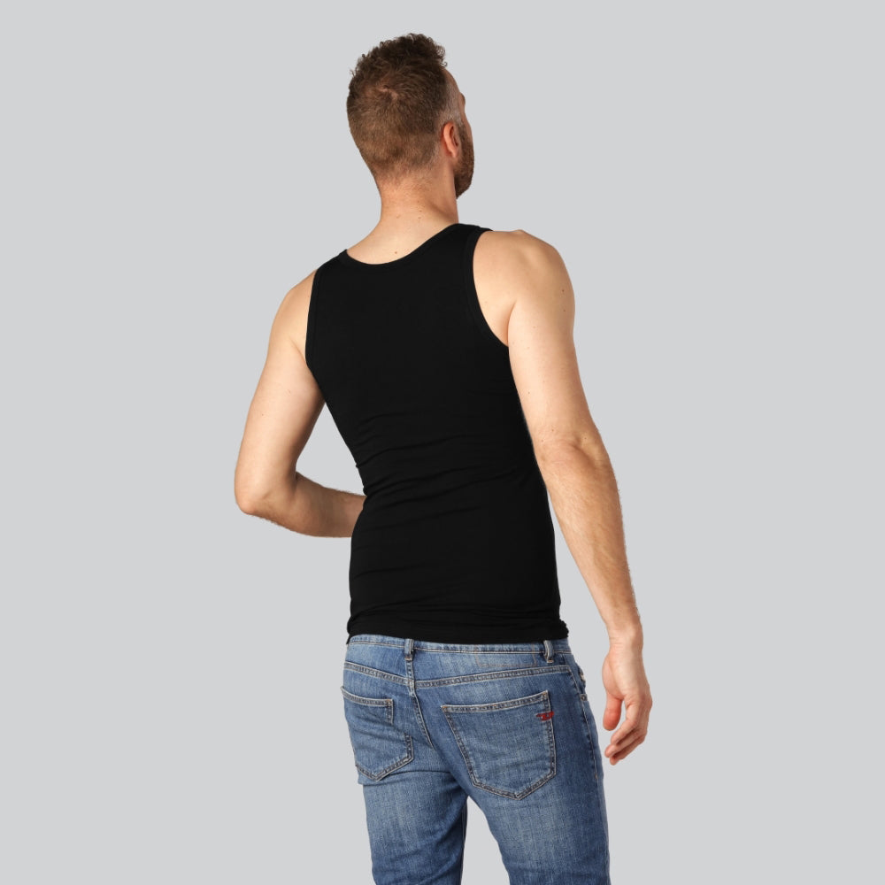 Nauwsluitend bamboe onderhemd in zwart voor heren