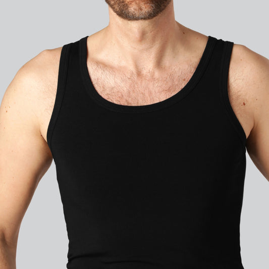 Nauwsluitend bamboe onderhemd in zwart voor heren