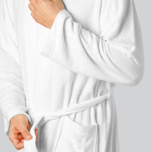 Bamboe badjas in wit voor heren