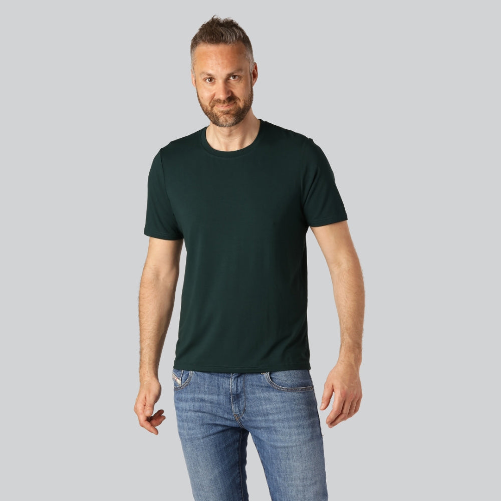Bamboe T-shirt met ronde hals in groen voor heren
