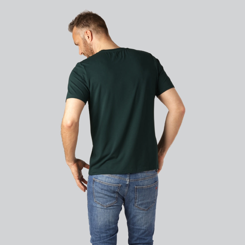 Bamboe T-shirt met ronde hals in groen voor heren