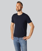Bamboe T-shirt met ronde hals in marineblauw voor heren