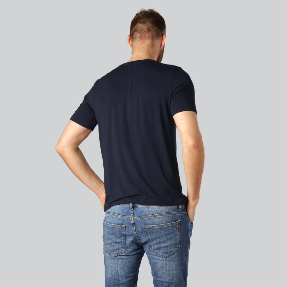 Bamboe T-shirt met ronde hals in marineblauw voor heren