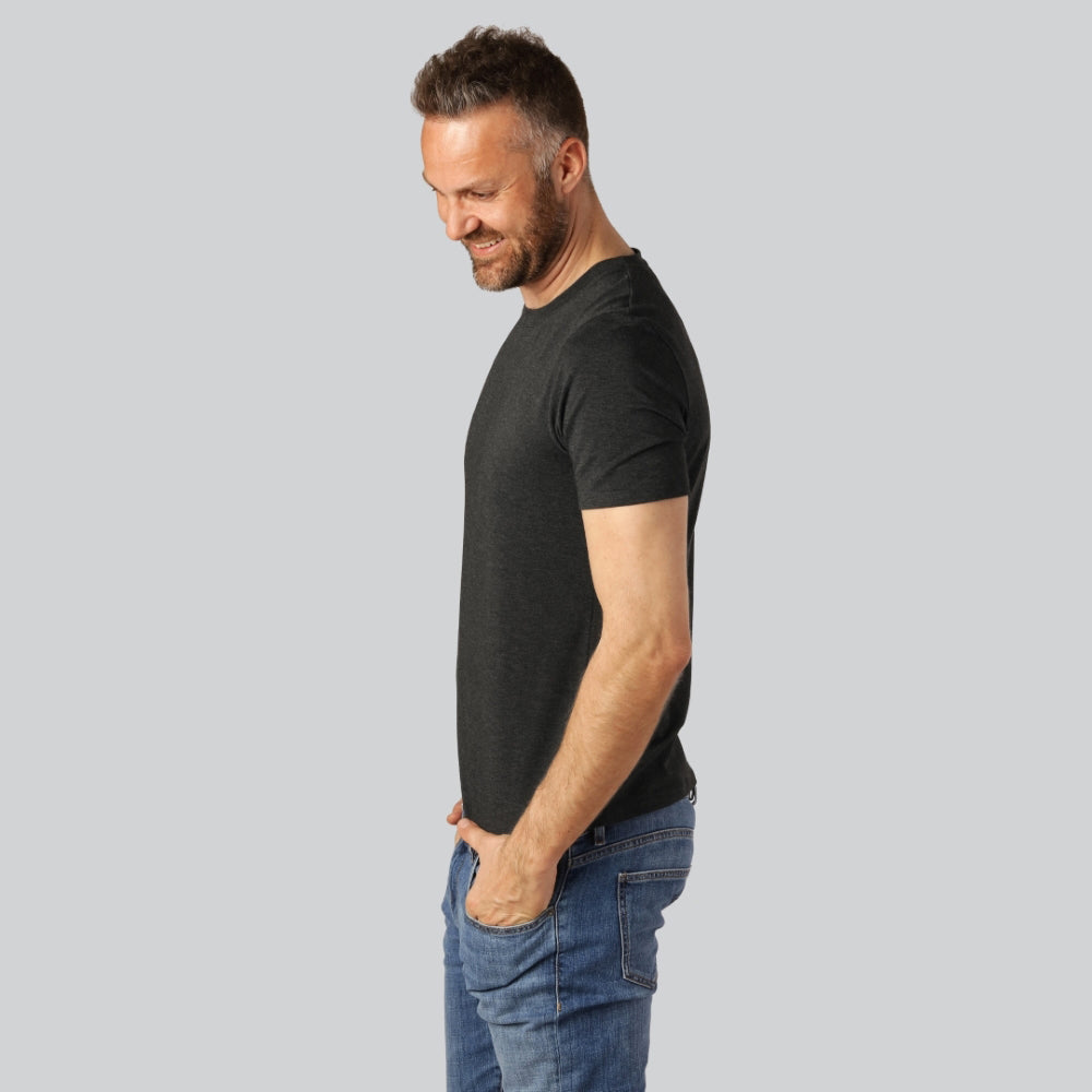 Bamboe T-shirt met ronde hals in antracietgrijs voor heren