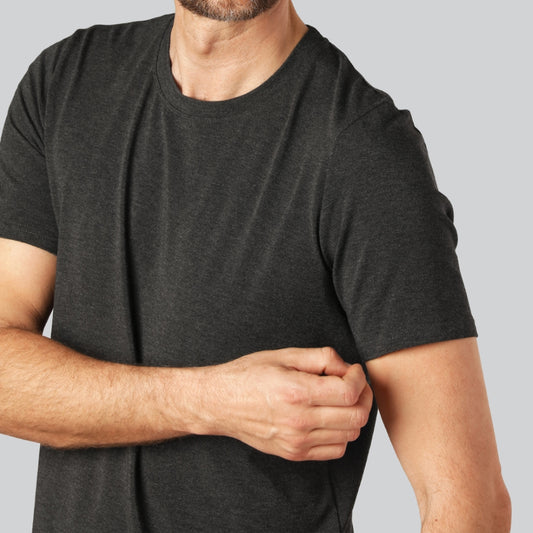 Bamboe T-shirt met ronde hals in antracietgrijs voor heren