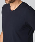 Bamboe T-shirt met V-hals in marineblauw voor heren