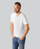 Marineblauw bamboe T-shirt met V-hals van Bambuni