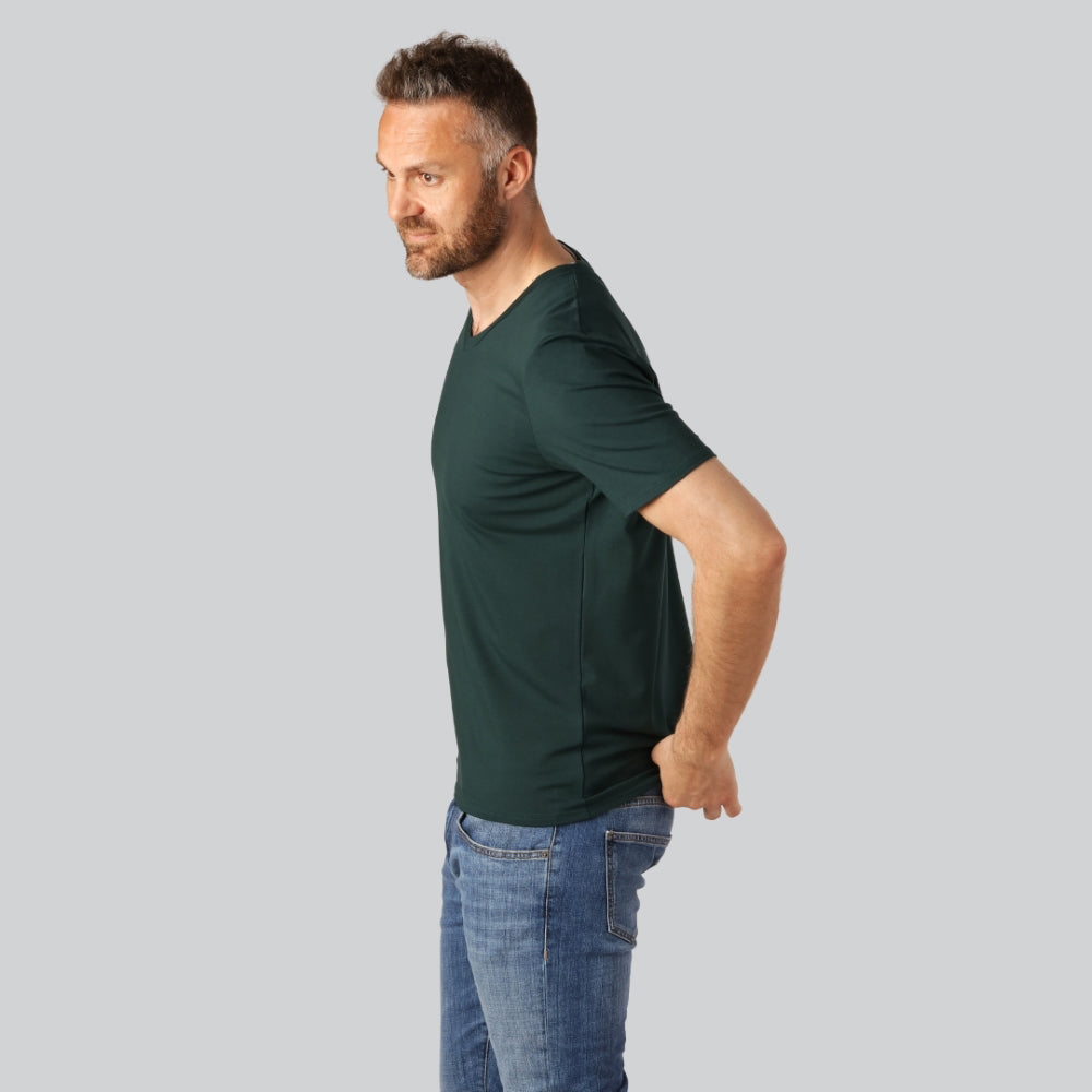 Bamboe T-shirt met V-hals in groen voor heren