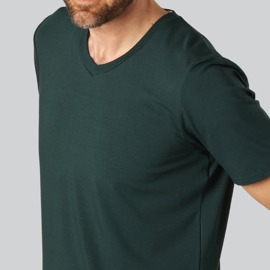 Bamboe T-shirt met V-hals in groen voor heren