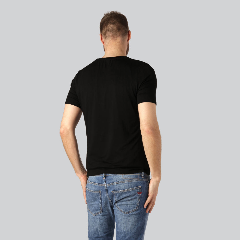 Bamboe T-shirt met V-hals in zwart voor heren