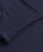 Bamboe T-shirt met V-hals en ribboord in marineblauw voor dames