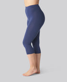 Bamboe 3/4 legging met verborgen elastiek in marineblauw voor dames