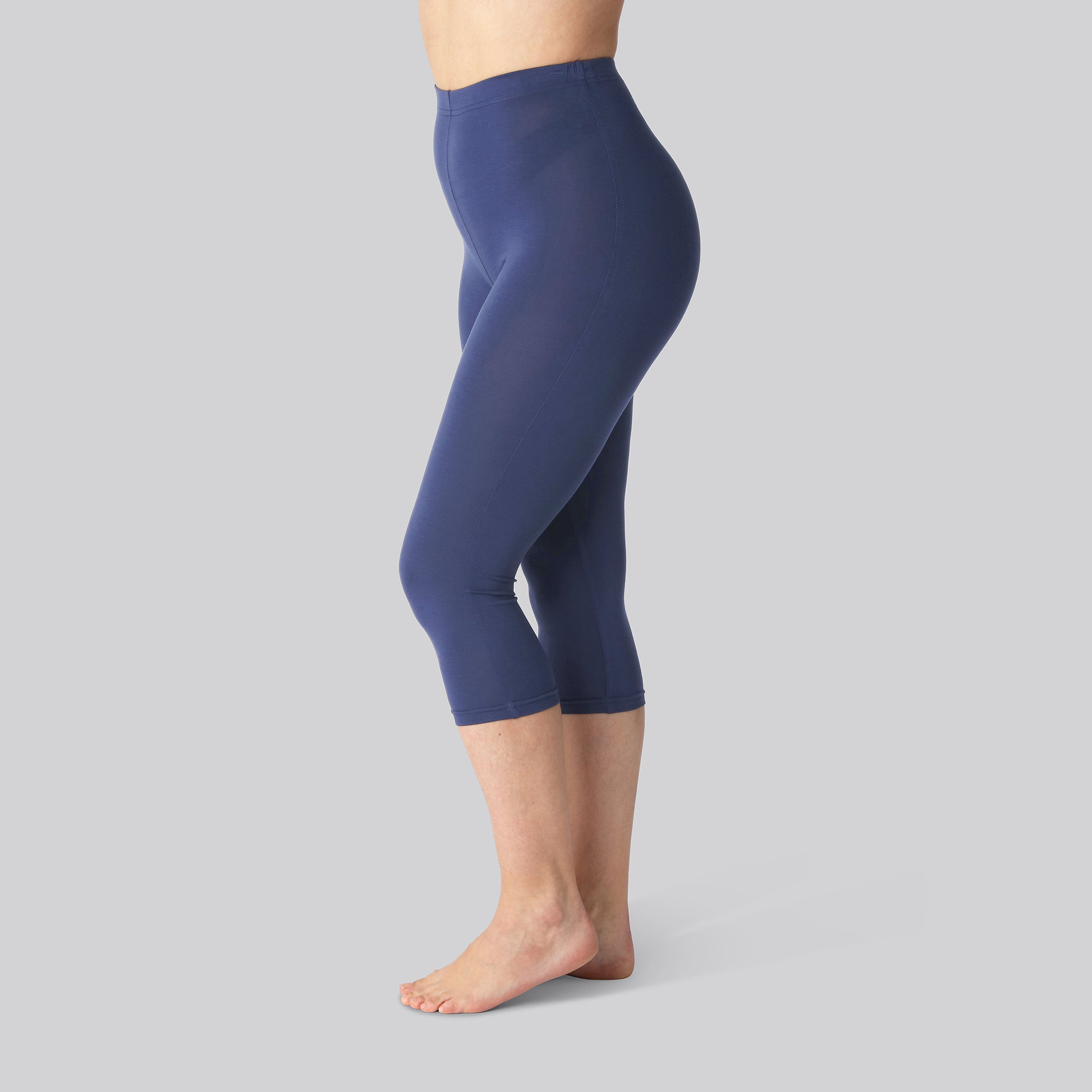 Bamboe 3/4 legging met verborgen elastiek in marineblauw voor dames