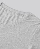 Bamboe T-shirt met V-hals en ribboord in lichtgrijs voor dames