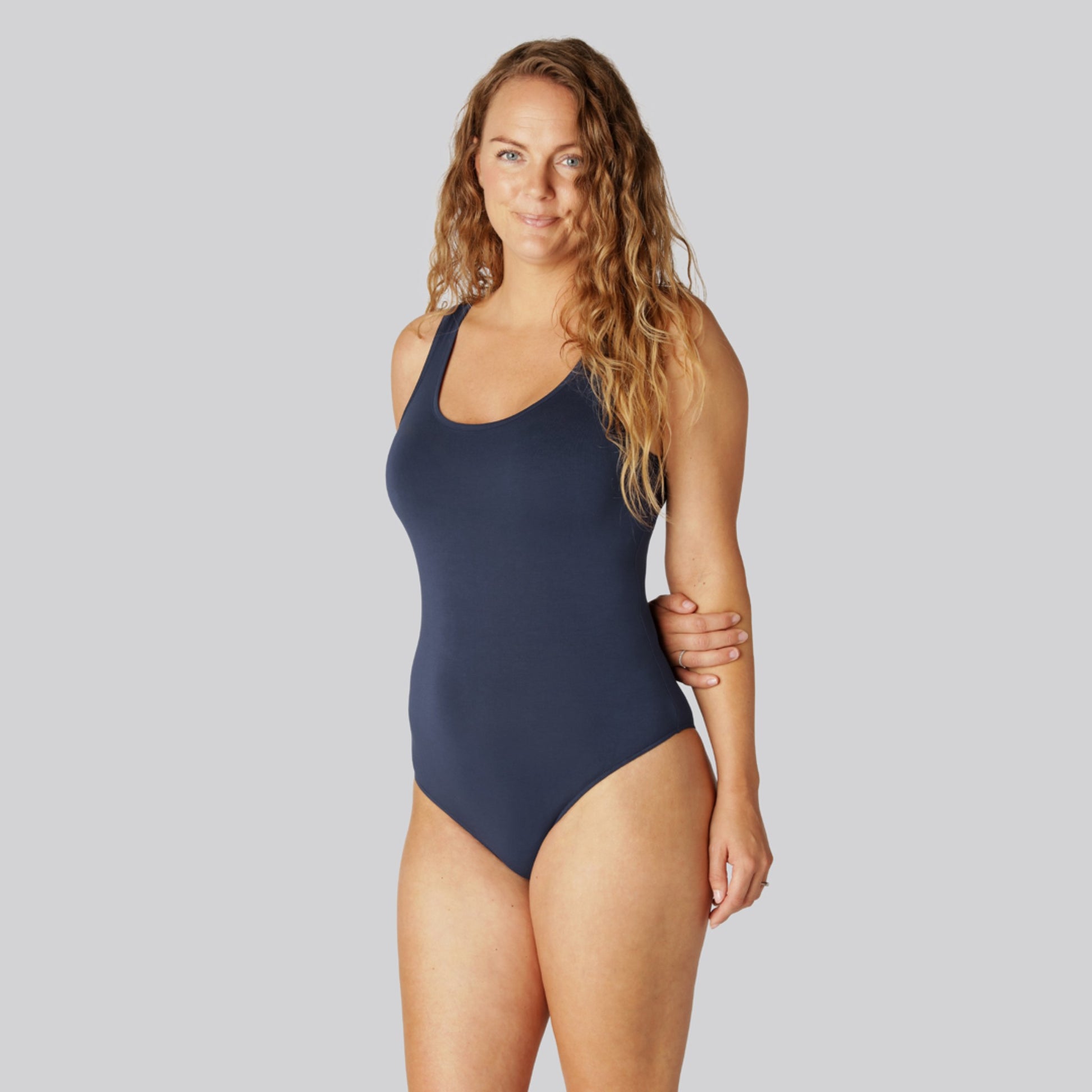 Bamboe bodystocking in marineblauw voor dames