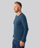 Bambuni bambus langærmet t-shirt petroleumsblå mænd