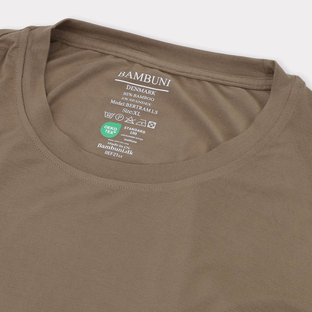 Bambuni bambus langærmet t-shirt sand mænd carelabell