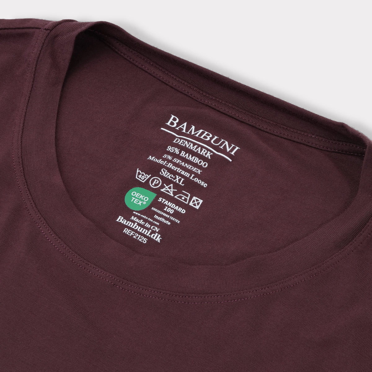 Bambuni bambus oversize t-shirt bordeaux mænd carelabel