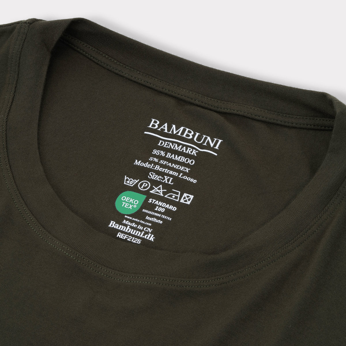 Bambuni bambus oversize t-shirt mørkegrøn mænd carelabel