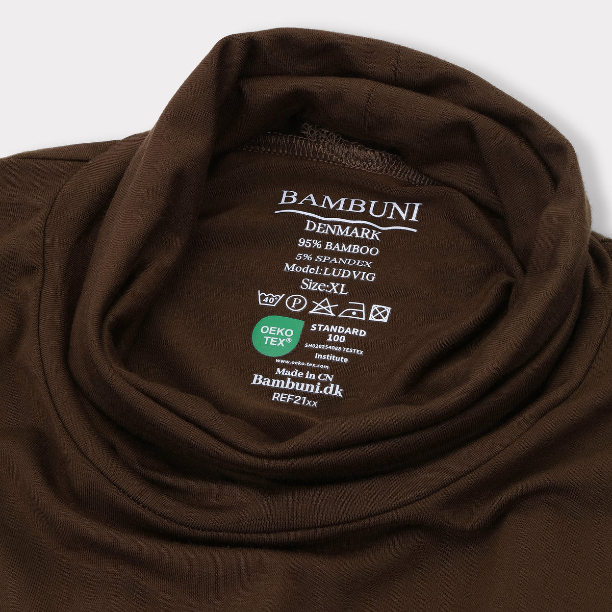 Bambuni bambus rullekrave brun mænd carelabel