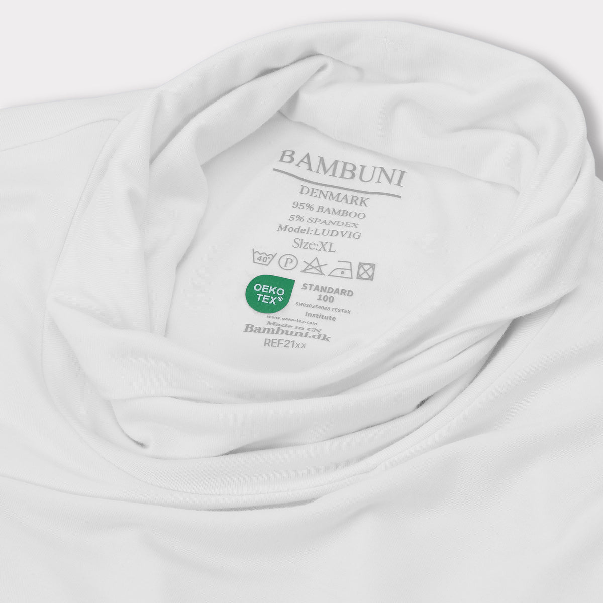 Bambuni bambus rullekrave hvid mænd careabel