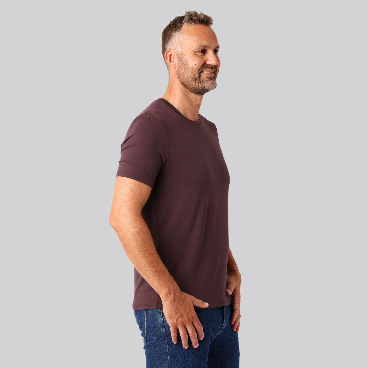 Bambuni bambus t-shirt o-hals bordeaux mænd