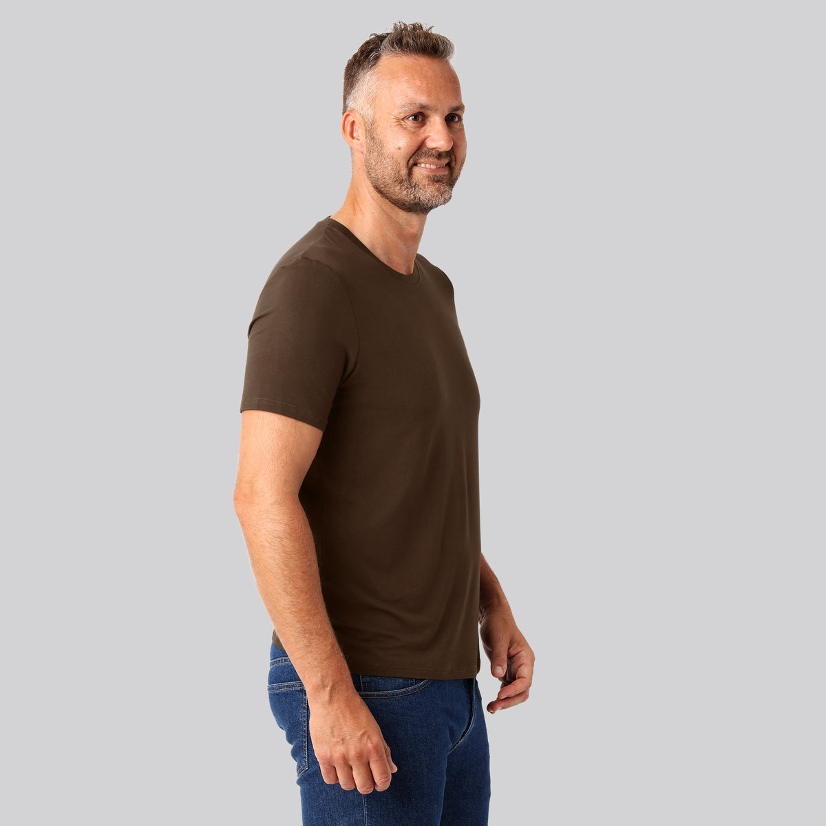 Bambuni bambus t-shirt o-hals brun mænd