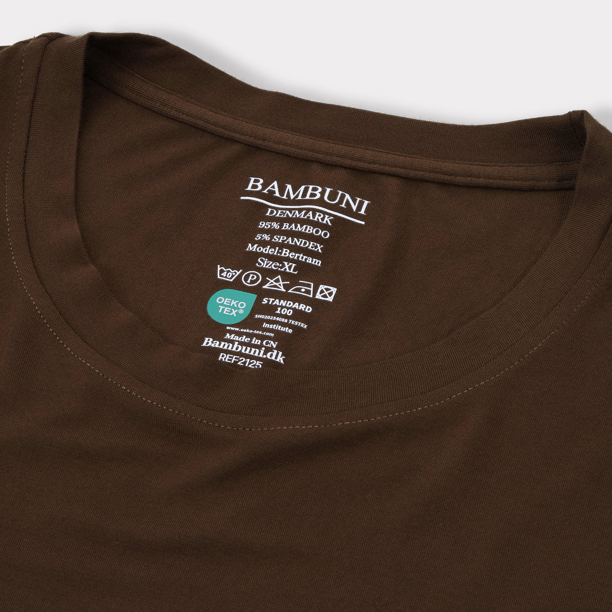 Bambuni bambus t-shirt o-hals brun mænd carelabel