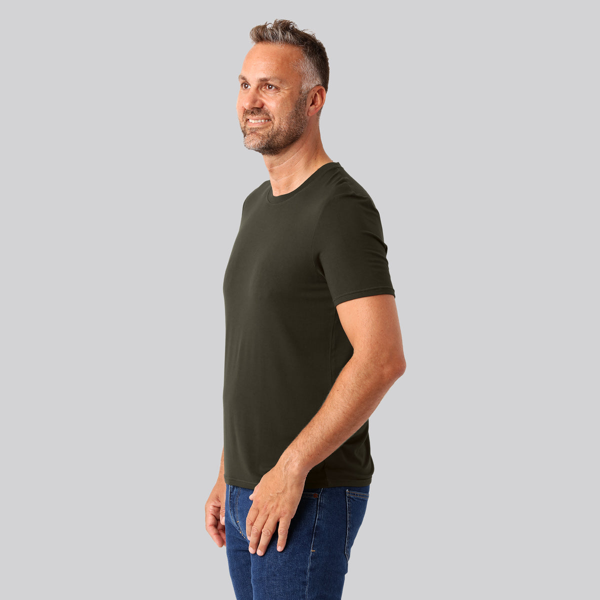 Bambuni bambus t-shirt o-hals mørkegrøn mænd