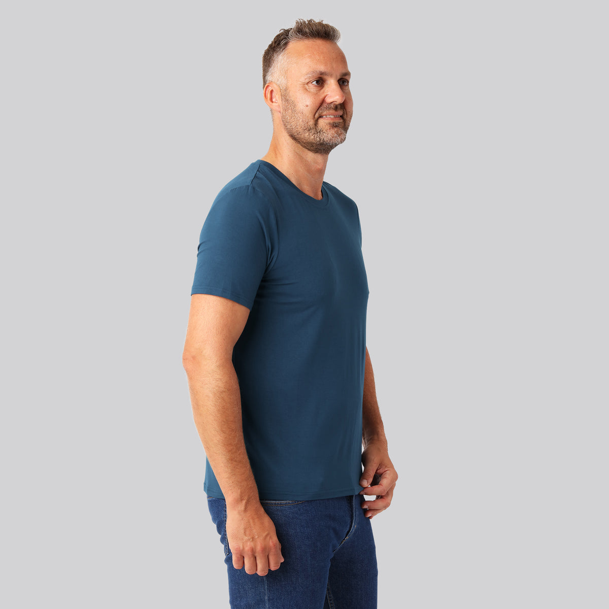 Bambuni bambus t-shirt o-hals petroleumsblå mænd