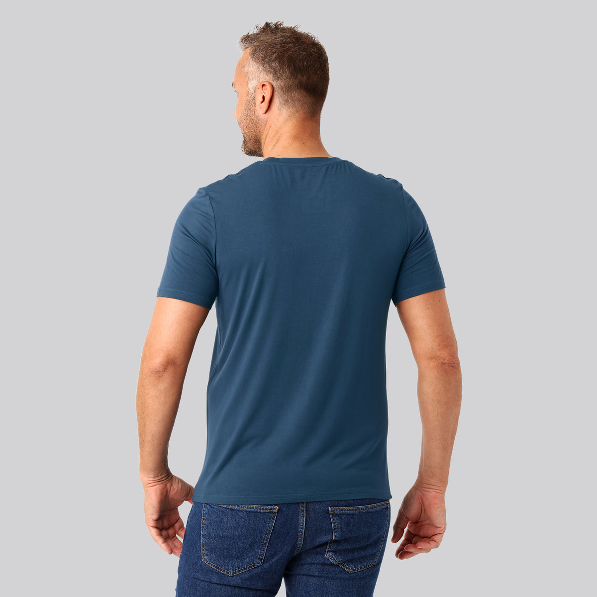 Bambuni bambus t-shirt o-hals petroleumsblå mand